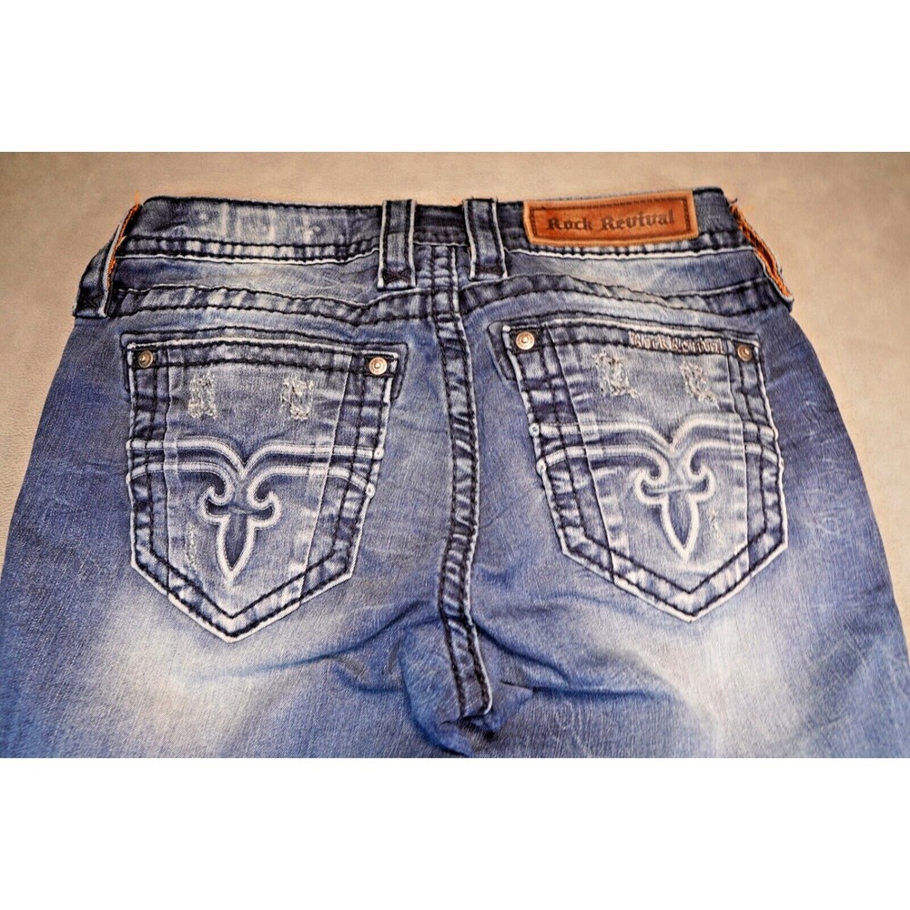 Rock Revival Jeans Moon Ankle Skinny 27 (30x25) Embroidered Distressed